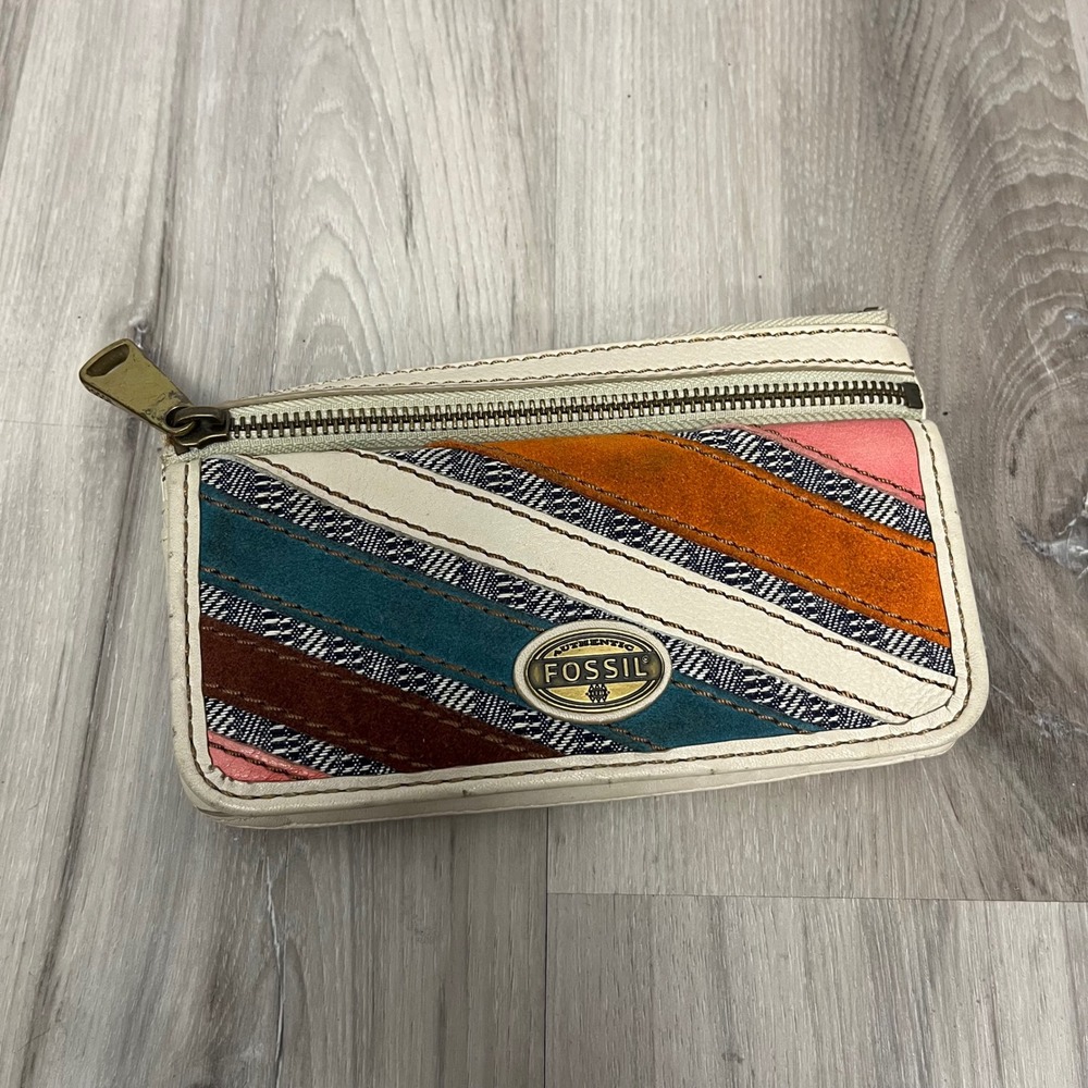 Fossil Creamβ Multi Patchwork Leather Wallet One Size